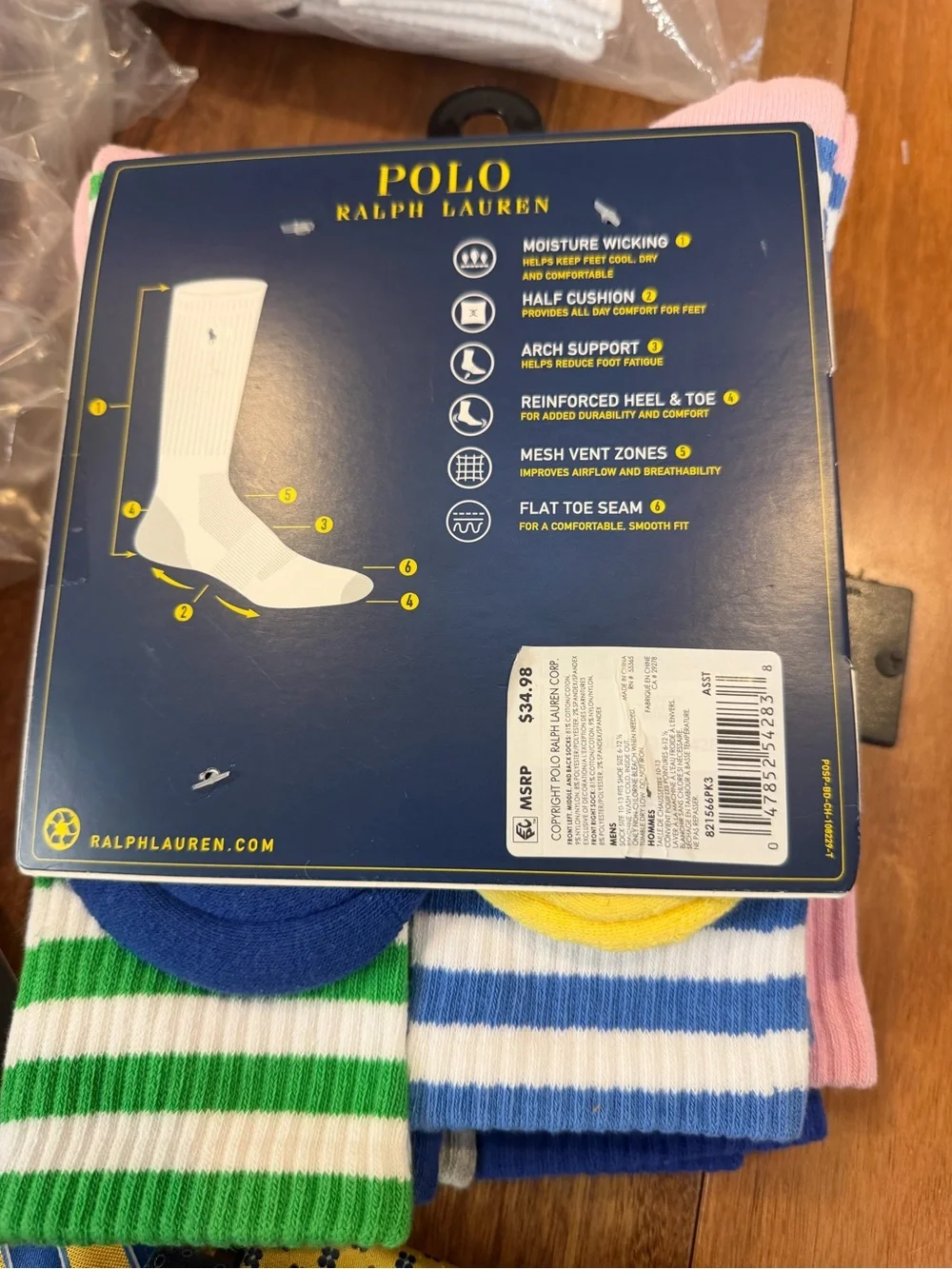 Polo by Ralph Lauren Men's Crew Socks – Blue, Gray & Pink Variety Pack